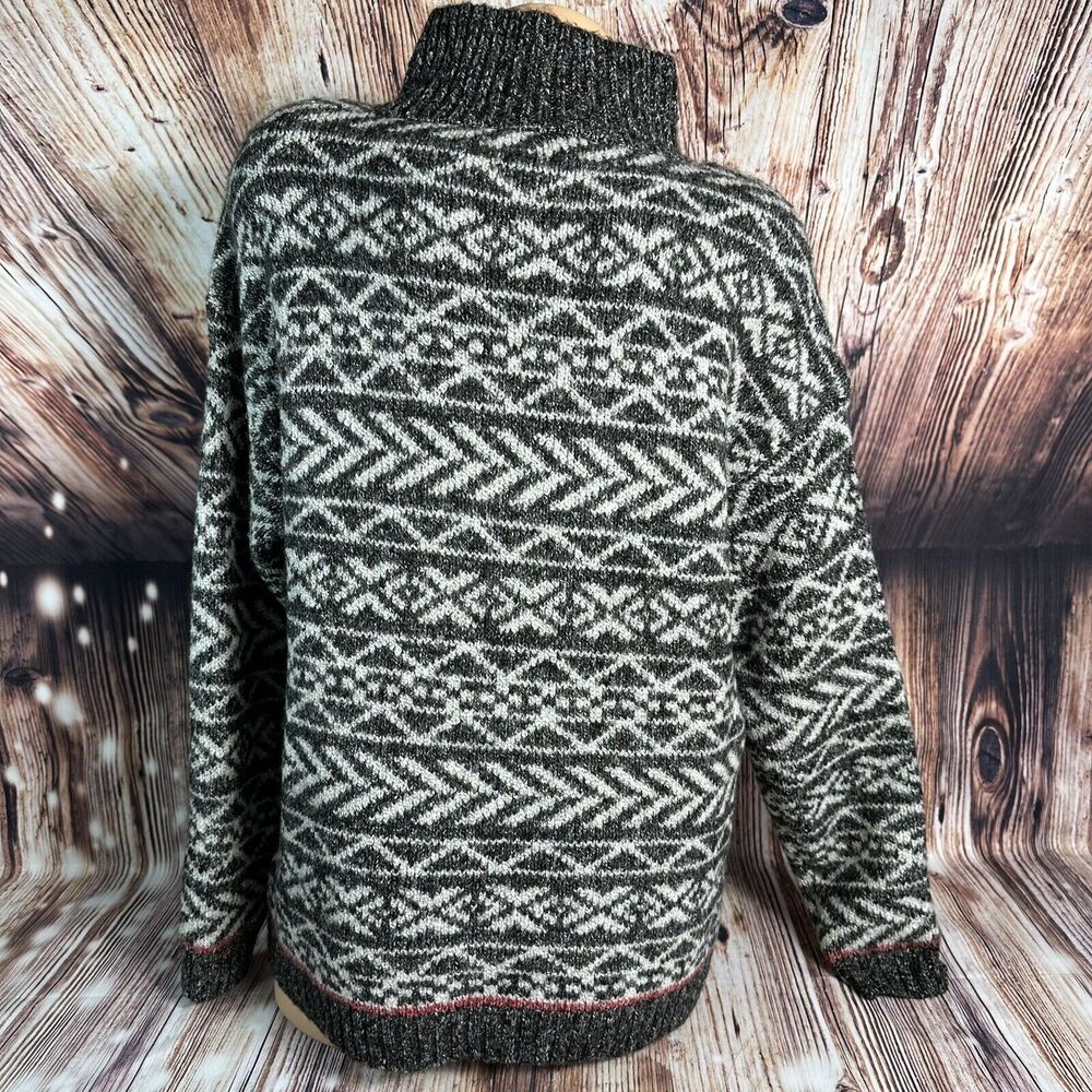 Christopher & Banks Womens Size X Large Black Gray Mock Neck Sweater 1/4 Zip Top - Picture 3 of 9